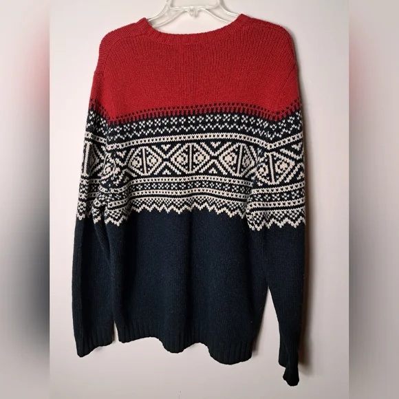 CHEROOKE Sweater Men's XL Nordic Print Lambswool Blend Cabin Core Winter Skiing - Picture 6 of 12
